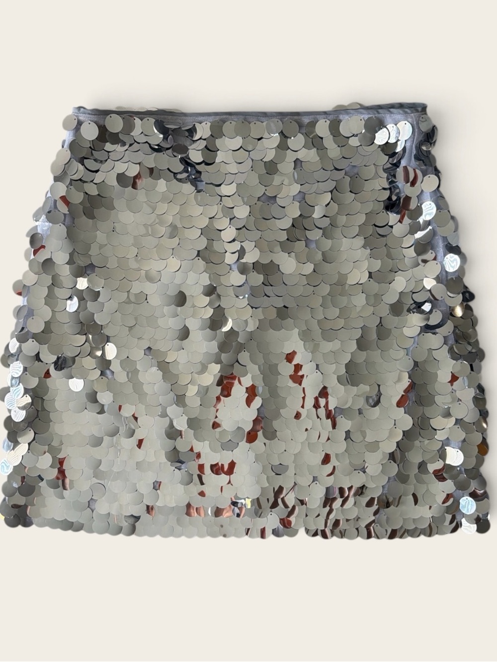 Gianni Bini Silver Sequin Mini Skirt